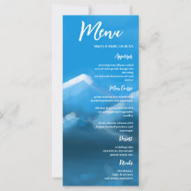 Blue & White Elegant Mountains Wedding Menu