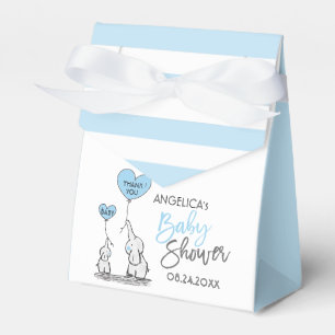 Blue White Elephant Boy Baby Shower Favour Box