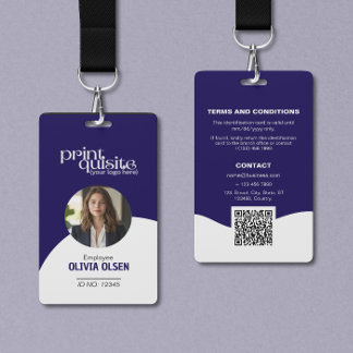 Blue White Event/Business ID Card—Work Staff QR ID Badge