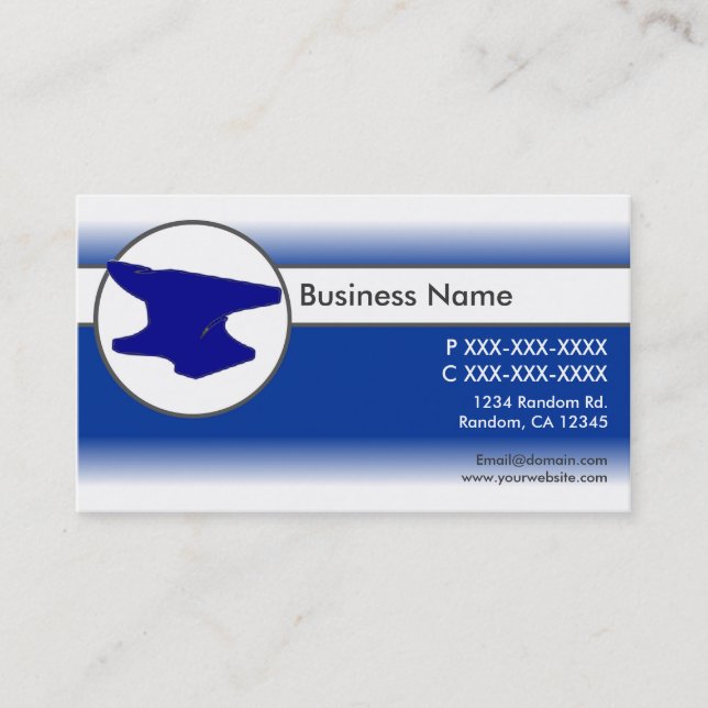 Blue white fade custom anvil business cards (Front)