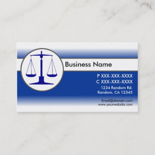 Blue white fade law justice scales business cards