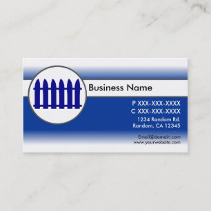 Blue white fade picket fence business cards