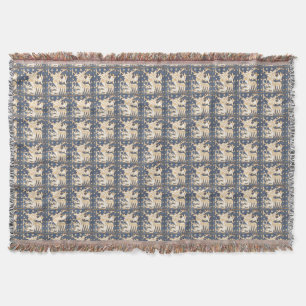 BLUE WHITE FANTASY GRYPHONS THROW BLANKET