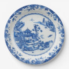 Blue white faux porcelain flow chinoiserie willow