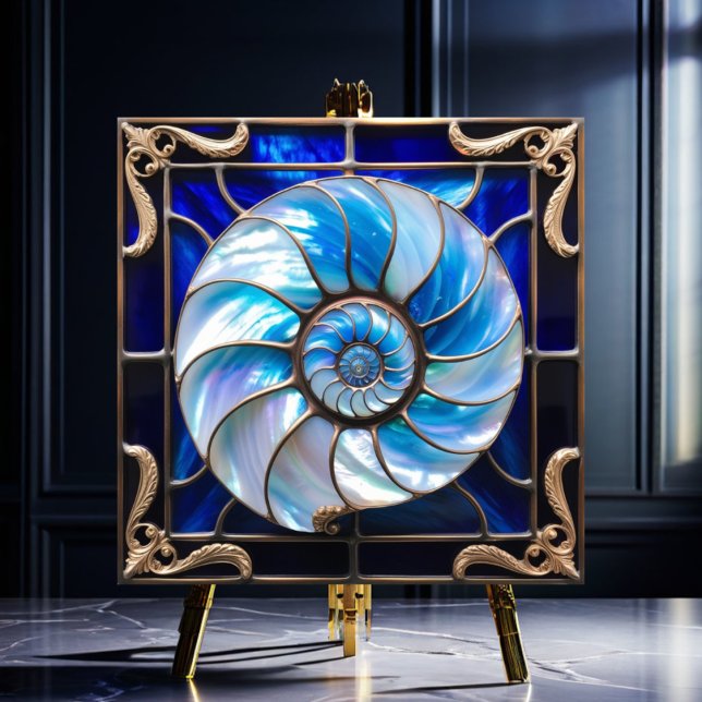 Blue/White Faux Stained-Glass Nautilus Shell 3 Tile (Creator Uploaded)