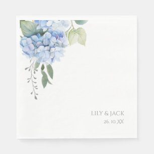 Blue & White Floral Blue Hydrangea Wedding Napkin