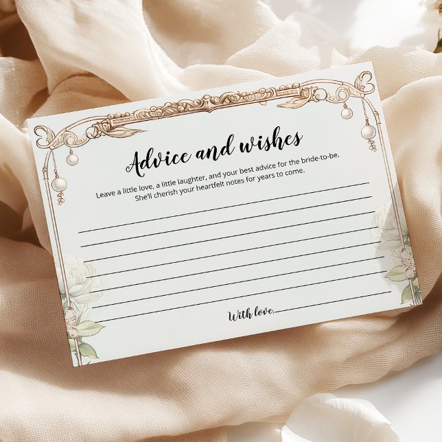 Blue White Floral Bridal Shower Advice and Wishes  (Creator Uploaded)
