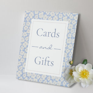 Blue & White Floral Cards & Gifts Event Wedding Pedestal Sign