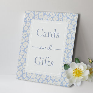 Blue & White Floral Cards & Gifts Wedding Pedestal Sign