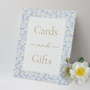 Blue & White Floral Cards & Gifts Wedding Pedestal Sign
