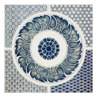 Blue White Floral Chinese Round