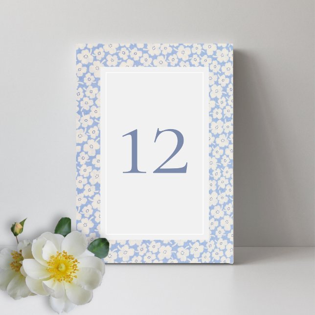 Blue & White Floral Custom Table Number Wedding  (Creator Uploaded)