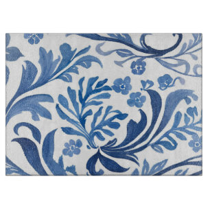 Blue & White Floral Design   Chinoiserie Pattern Cutting Board