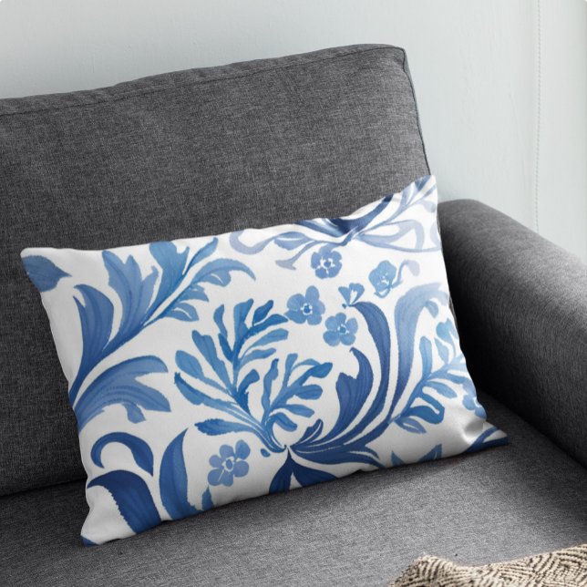 Blue & White Floral Design | Chinoiserie Pattern Decorative Cushion (Creator Uploaded)