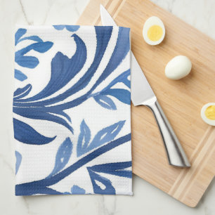 Blue & White Floral Design   Chinoiserie Pattern Tea Towel