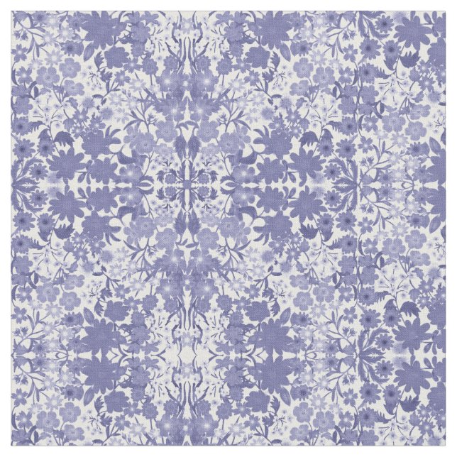 Blue White Floral Designer Fabric (Close Up)