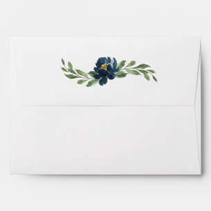 Blue & White Floral Elegant Chic Wedding Envelope
