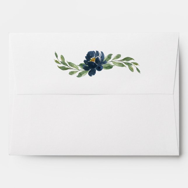 Blue & White Floral Elegant Chic Wedding Envelope (Back (Top Flap))