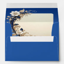 Blue White Floral Embellishment Envelope