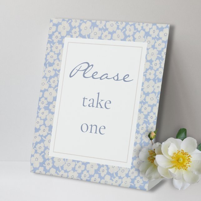 Blue & White Floral Favour Sign Event Wedding (Creator Uploaded)