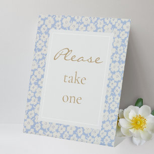 Blue & White Floral Favour Sign Event Wedding