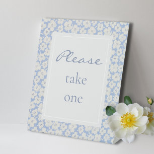 Blue & White Floral Favour Sign Wedding