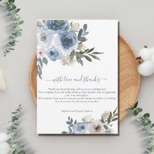Blue White Floral Greenery Watercolor Wedding Thank You Card