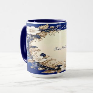 Blue White Floral Mug