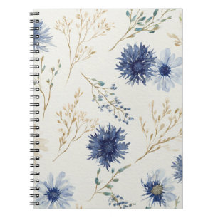 Blue White Floral Notebook