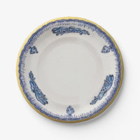 Blue White Floral Pattern Ceramic Looking Vintage