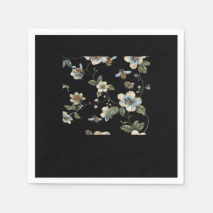 Blue White Floral Pattern - Whimsigoth Dark Aesthe Napkin
