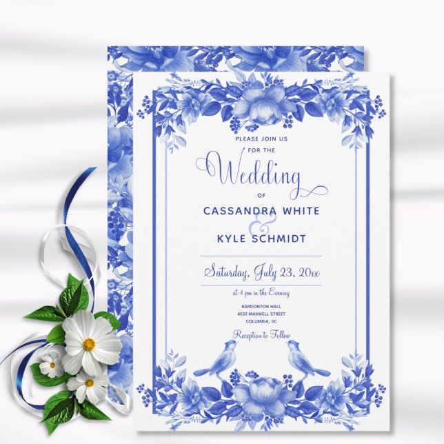 Blue & White Floral Porcelain Invitation (Creator Uploaded)