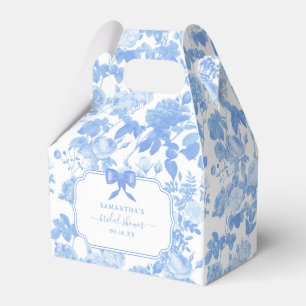Blue White Floral Roses Chinoiserie Bridal Shower  Favour Box