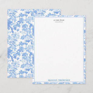 Blue White Floral Roses French Chinoiserie Pattern Card