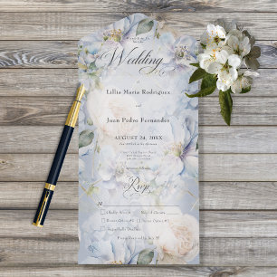 Blue & White Floral Rustic Romantic Dinner All In One Invitation