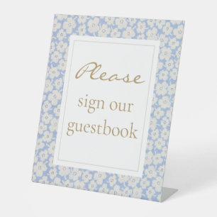 Blue & White Floral Sign Guestbook Wedding