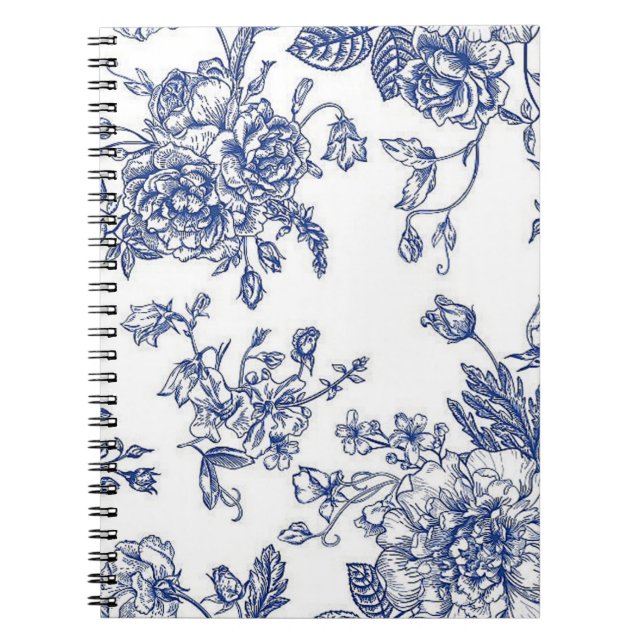 Blue & White Floral Spiral Photo Notebook (Front)