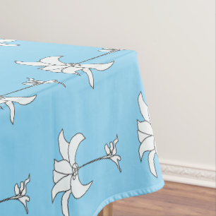 Blue White Floral Tablecloth
