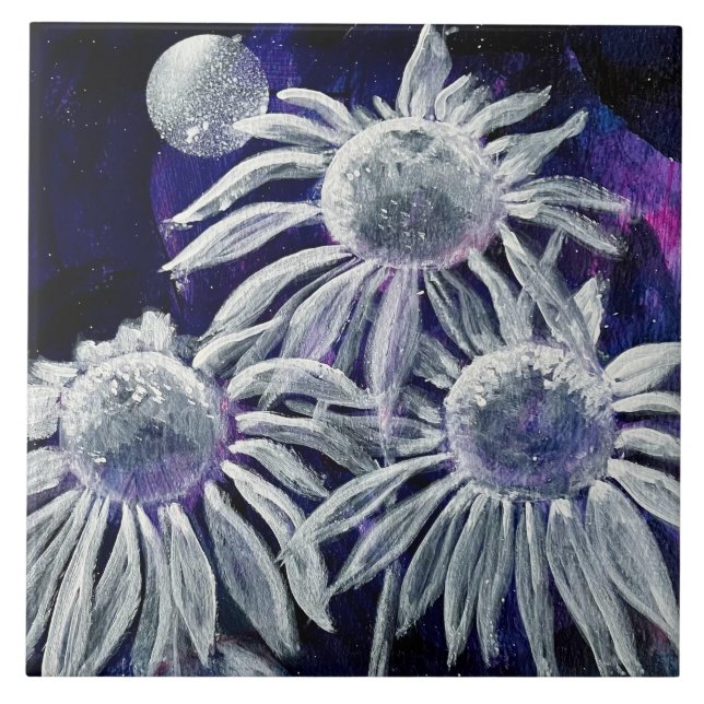 Blue White Floral  Tile (Front)