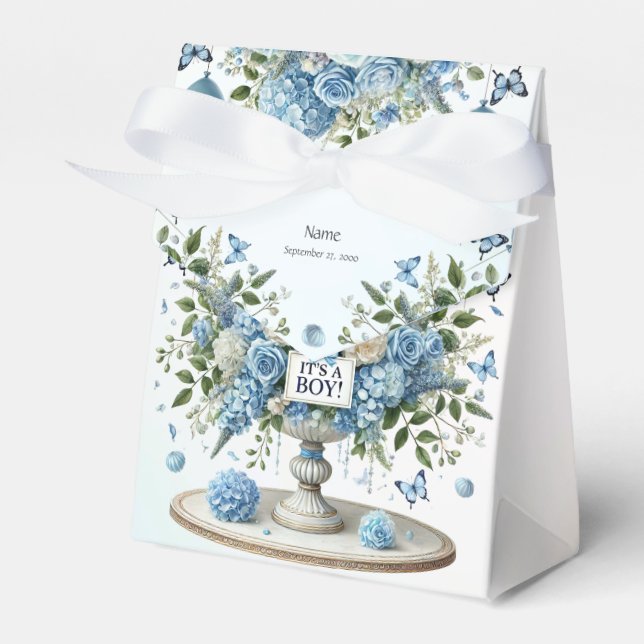 Blue White Floral Vase Favour Box (Front Side)
