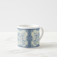 Blue & White Floral Victorian Majolica Antique
