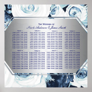 Blue White Floral Winter Wedding Seating Chart