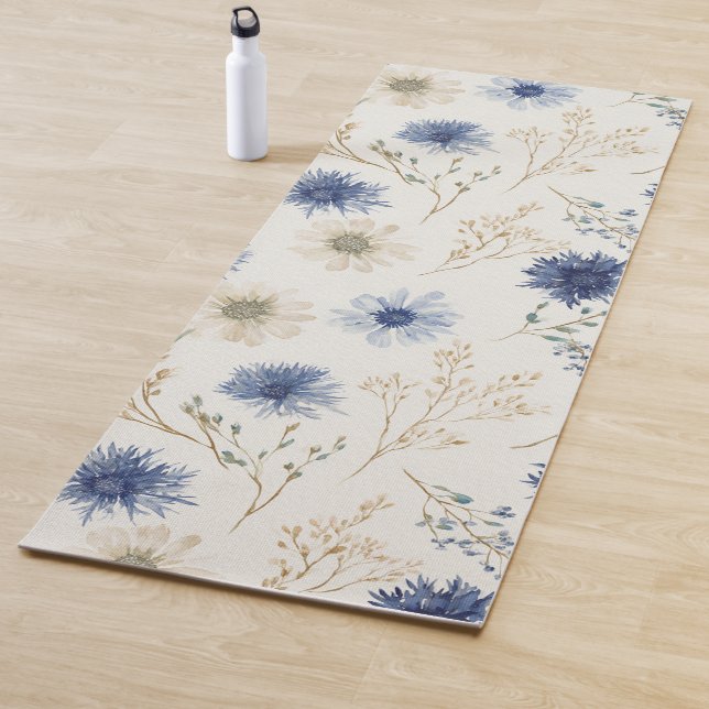 Blue White Floral   Yoga Mat (In Situ)