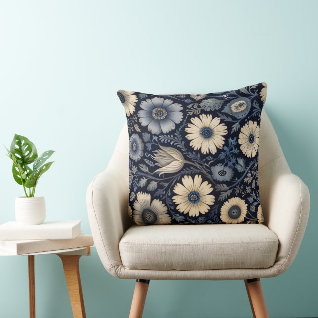 Blue & White Florals | Watercolor Elegance Cushion (Chair)