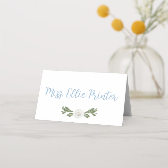 Blue & White Flower Chinoiserie Place Card (Front)