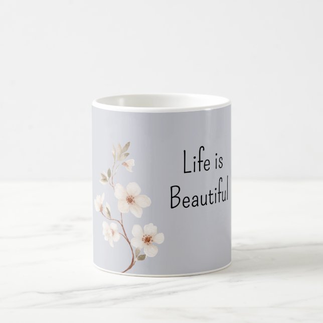 Blue White Flowers Coffee Mug (Center)