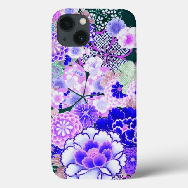 BLUE WHITE FLOWERS Peony,Roses Japanese Floral Cas Case-Mate iPhone Case (Back)