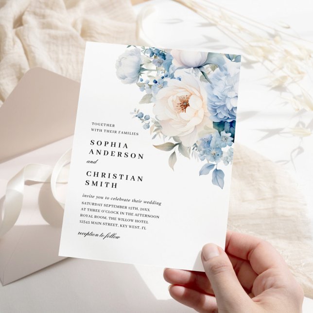 Blue & White Flowers Wedding Invitation (Creator Uploaded)