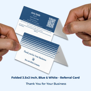 Blue White Folded Combined Thank You Referral Card