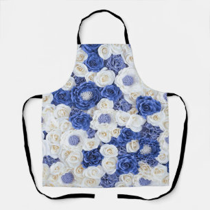 Blue White Fowers Elegant Girly Apron